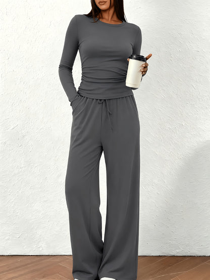 2026 [Elegant Direction]Relaxed And Sophisticated Fashion Casual Outfit, Pants + Fitted Long Sleeves