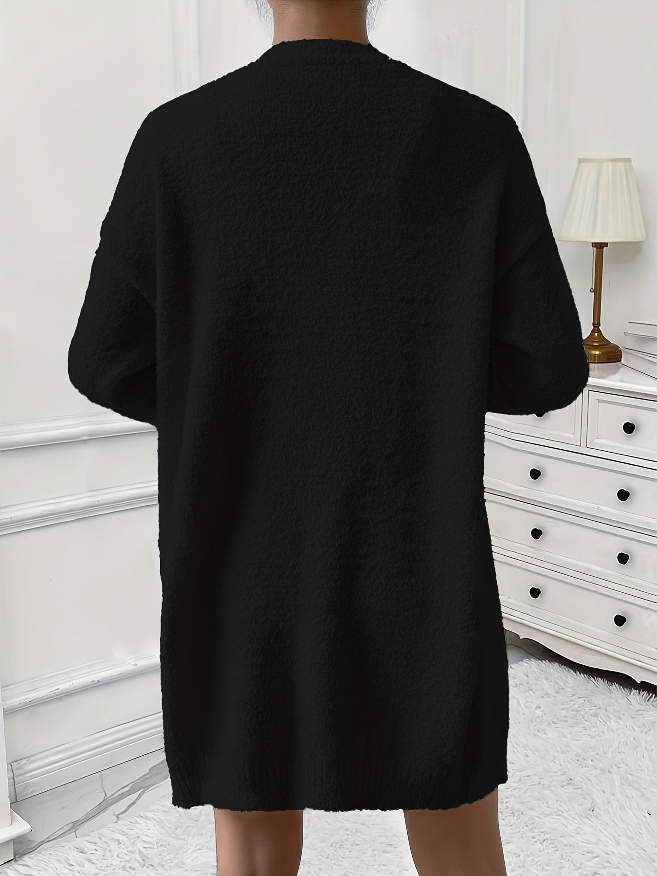 Women's Casual Warm Lounge Set, Cozy Long Sleeve Cardigan & V Neck Tank Top & Shorts, Soft Relaxing Home Outfit, Comfort Wear for Fall & Winter