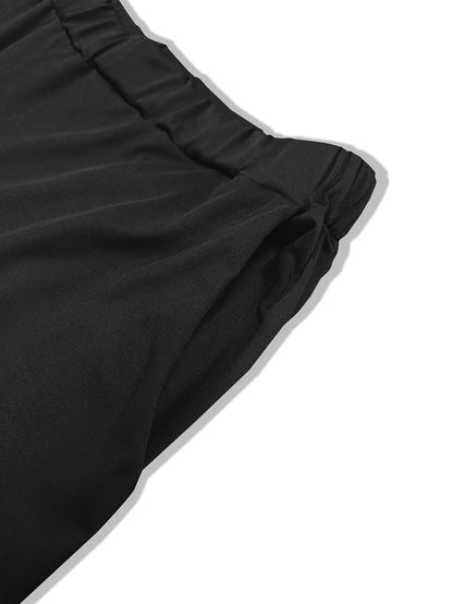 Plus Size - Plus Size - Autumn And Winter Elegant Straight Leg Long Trousers, Black, Elastic Waist Design, Comfortable Fabric, Plus Size Women'S First Choice for Pants