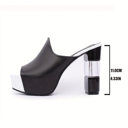 European And American New Summer Straight Drag Thick Heel High Heels Women'S Nightclubs Sexy Platform Thick Bottom Fish Mouth Sandals Anti Slip Cool Slippers Women