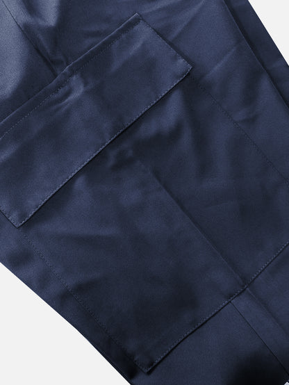 Women'S Spring/Autumn Zipper Pocket Cargo Pants, Fashionable Large Pocket Design, Drawstring Elastic Waist, Casual Outdoor/Daily Wear Slim Fit Trousers