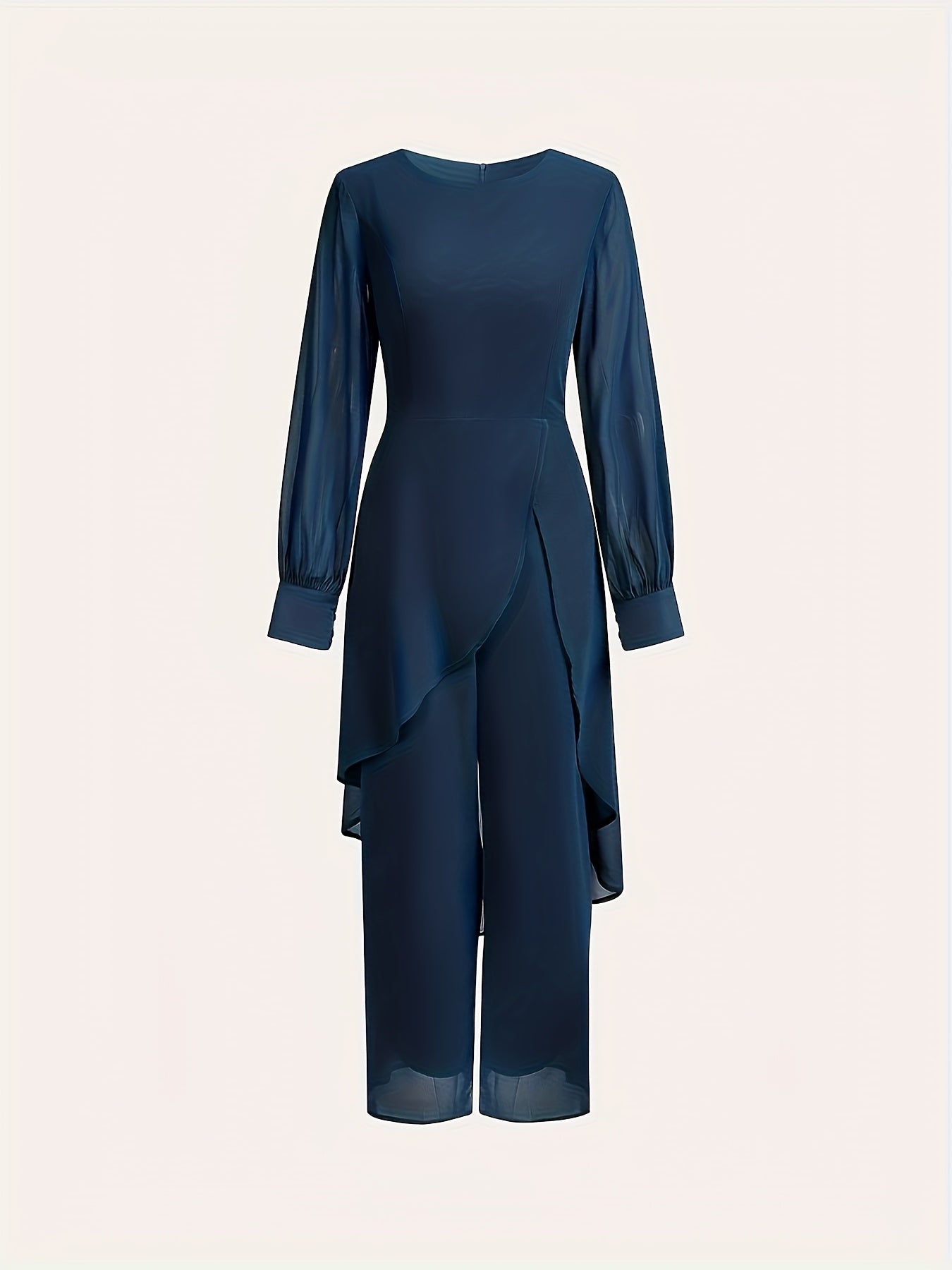 Ladies' Elegant Two-piece Set, Fashionable Chiffon Top with Flowing Sleeves, Wide-leg Pants, And Stylish Accessories - A Must-have Party Dress Pants Set for All Seasons.