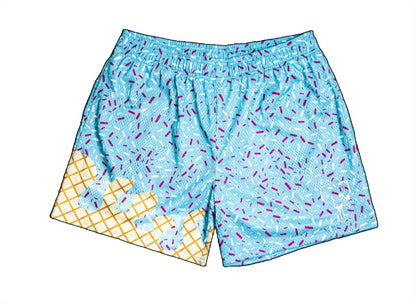 Youth Ice Cream Breathable Mesh Athletic Shorts with Elastic Waistband, Lightweight Summer Gym Shorts