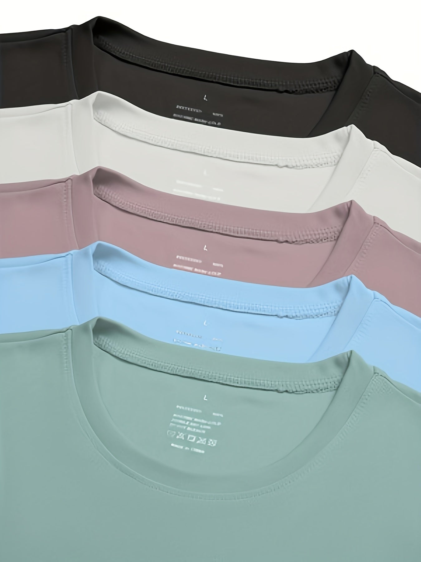 Set of 5 Women'S Long-Sleeve Shirts with Round Necks, Designed for Quick Drying, Suitable for, Fitness, And Outdoor, Available in Various Colors