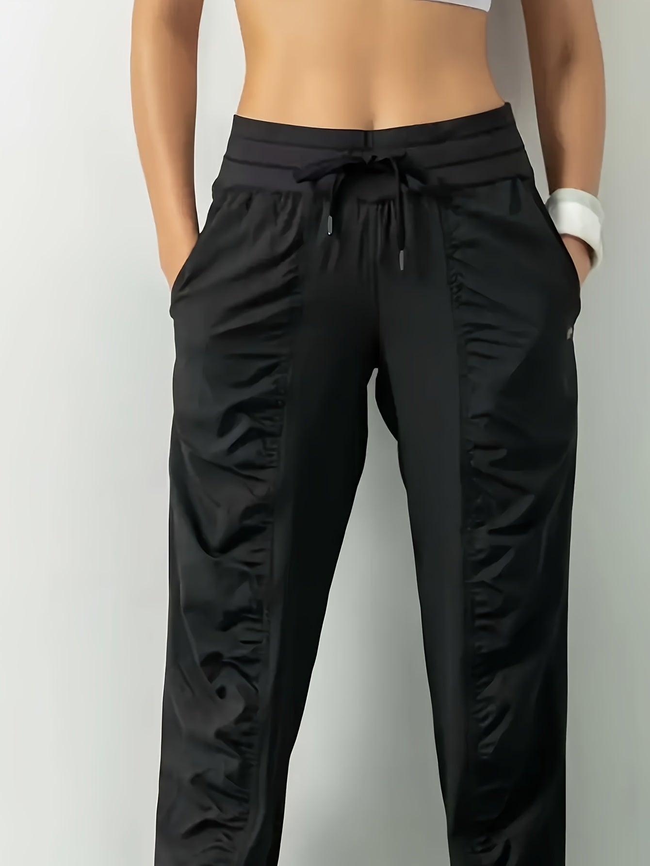 3pcs Women's Quick-Dry Training Tracksuit Pants - Slim Pleated Athletic Joggers with Drawstring Waist & Side Pocket, Gym Workout Pants Suitable for Running,, Gym - Spring Summer Fall Solid Color (Machine Washable)