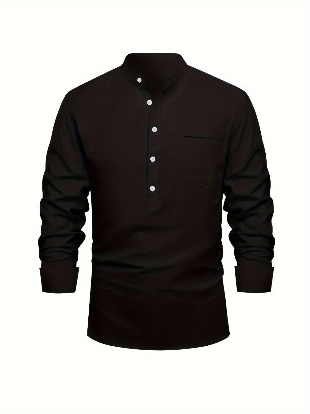 Men's Solid Plus Size Long Sleeve Casual Shirt - Stretch