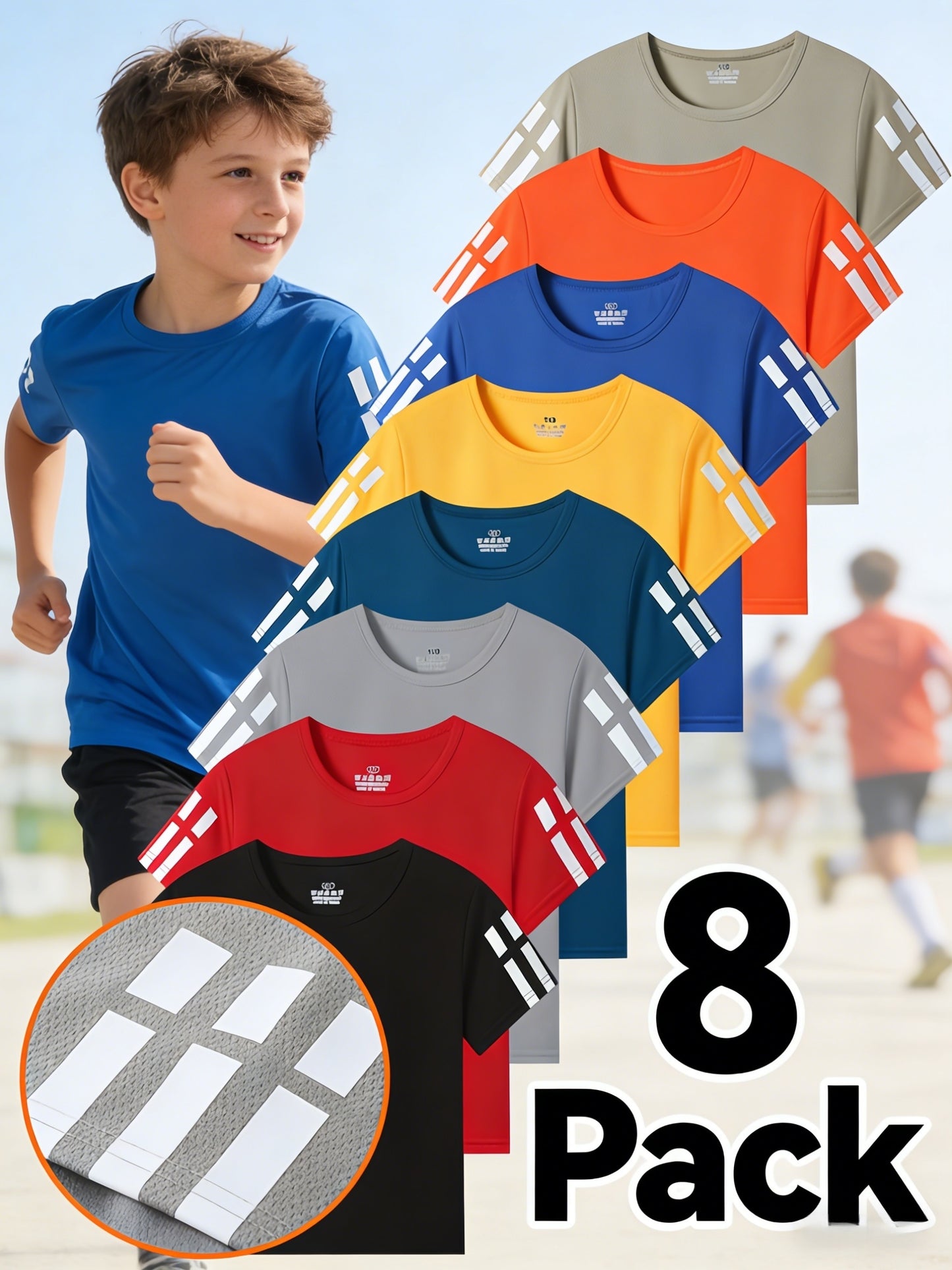 5 6 8pcs Kids Summer Cooling Mesh T Shirts Ultra Lightweight Fast Dry Wear For - product view 2