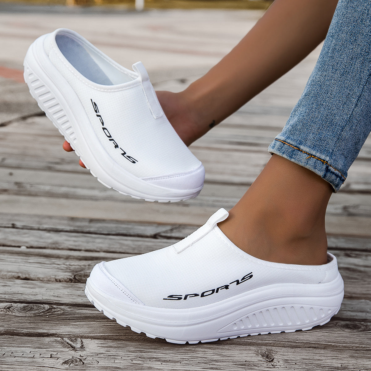Ladies' Breathable Mesh Slippers with Thickened Shock - Absorbing Sole, Lightweight Semi - Anti - Slip Design. Purple And White Four - Season Indoor And Outdoor Casual, Comfortable And Stylish Shoes | Stylish Indoor Footwear