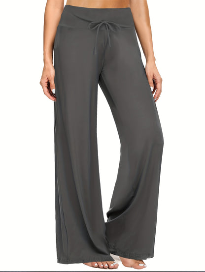 Soft Black Pajama Pants for Women, Wide Leg Comfy Casual Lounge Capri Pants 30''