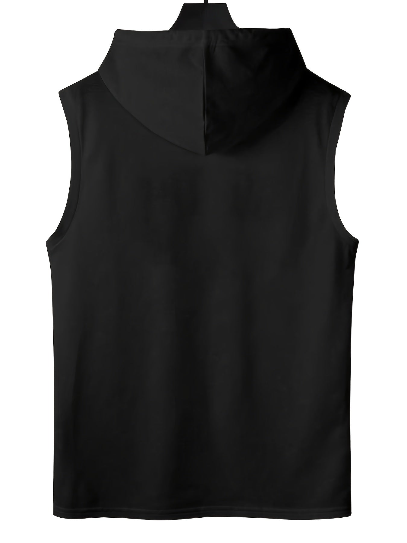 Plus Size Men'S Hooded Tank Top Summer, Beas Print Design, Sleeveless, Hooded, Gym, Casual, Fashionable, Breathable, Polyester Fabric, Workout Apparel