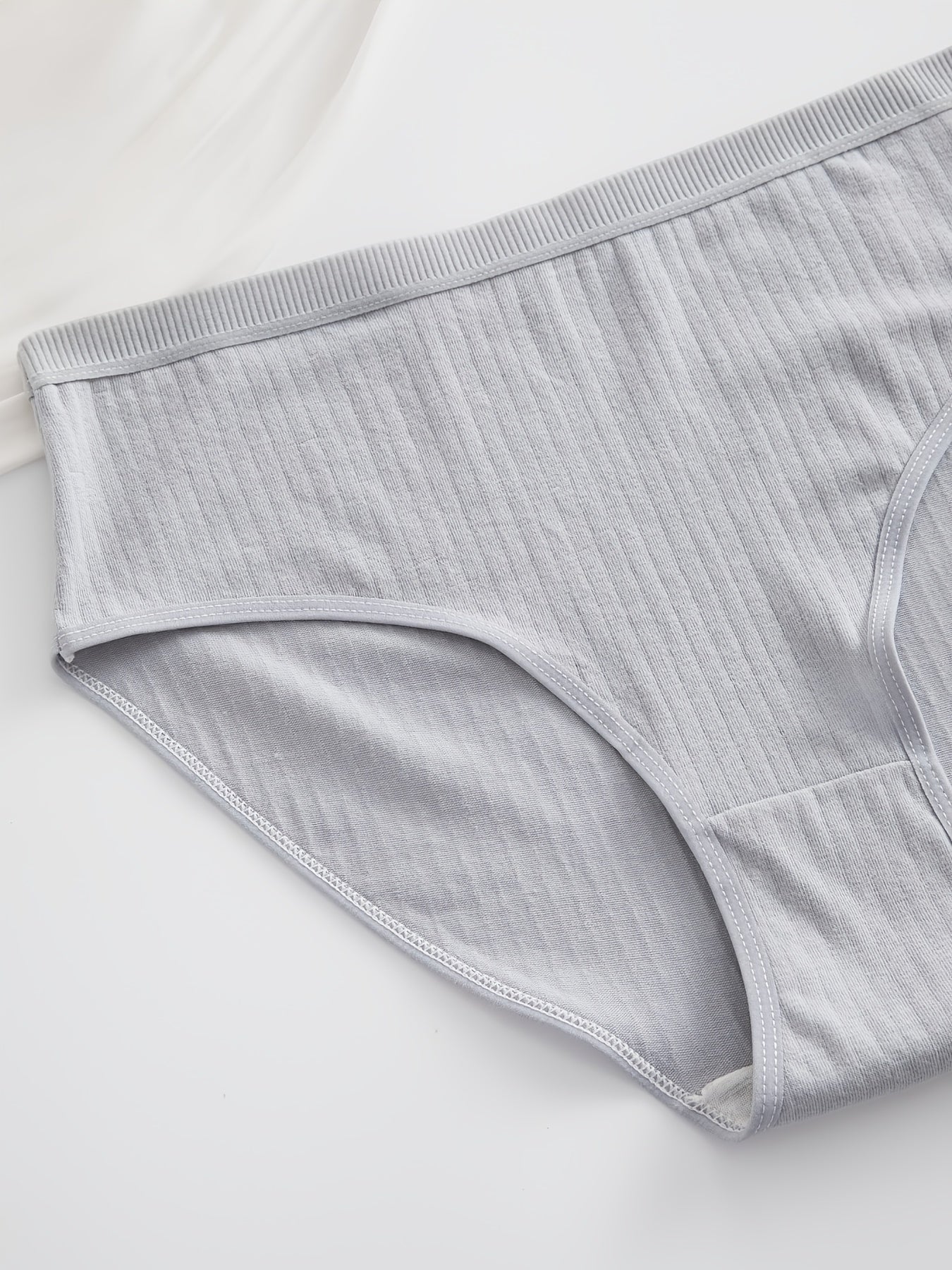 6pcs, Ribbed Underwear, Random Color, Women's Comfortable Breathable Triangle Panties, Soft And Simple Mid-Waist Thong, Maternity Clothes Women