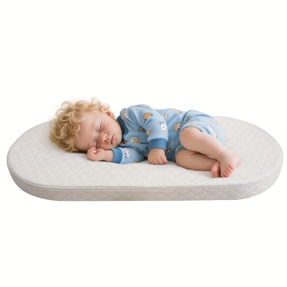 Oval-Shaped Baby Bassinet Mattress Made of Breathable, Premium Foam That Is Hypoallergenic And Non-Toxic, Featuring a Removable Waterproof Cover