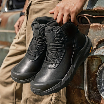 Men's Tactical Hiking Boots, High Quality Lightweight Non-Slip Combat Work Motorcycle Rain Boots, for Backpacking Trekking Rough Terrain & Outdoor Adventures, All-Day Comfort Hiking Footwear for Men