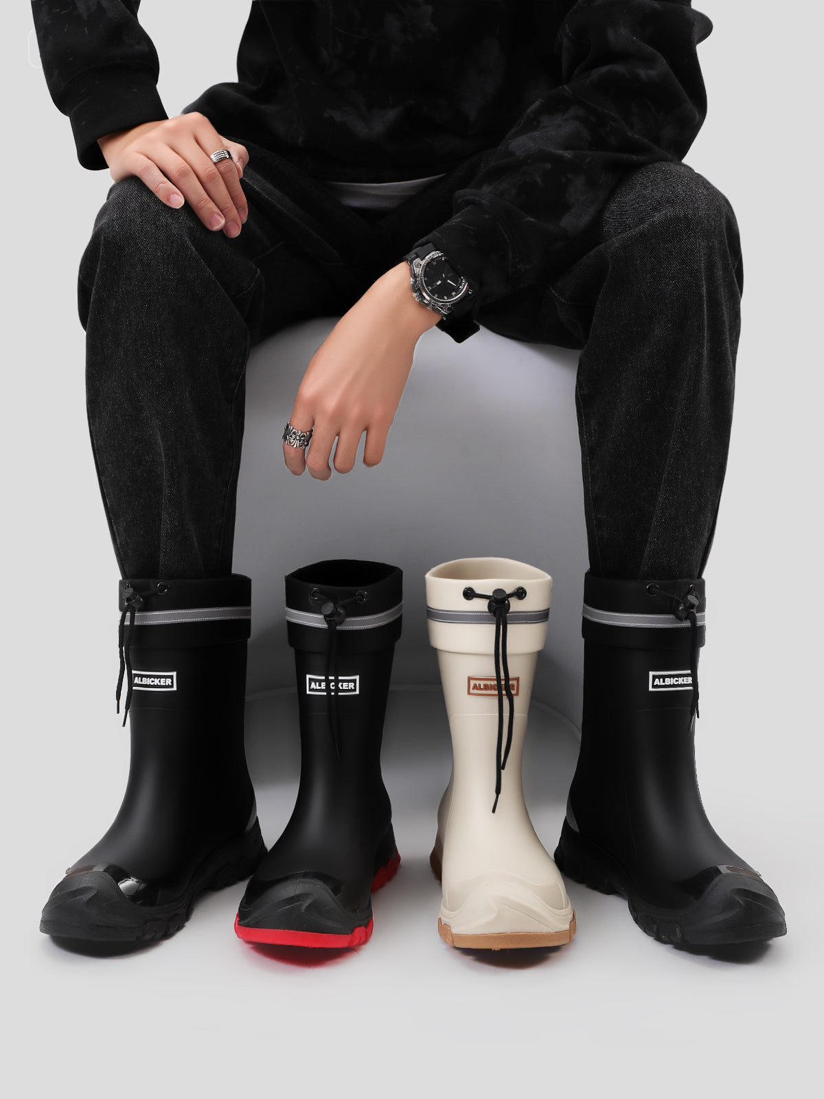 Short Shoes, Outdoor Unisex Large Size Non-Slip Rain Boots, with Adjustable Drawstring Opening, Suitable for Rainy Day Outings, Hiking, Fishing, Work, And Construction Sites