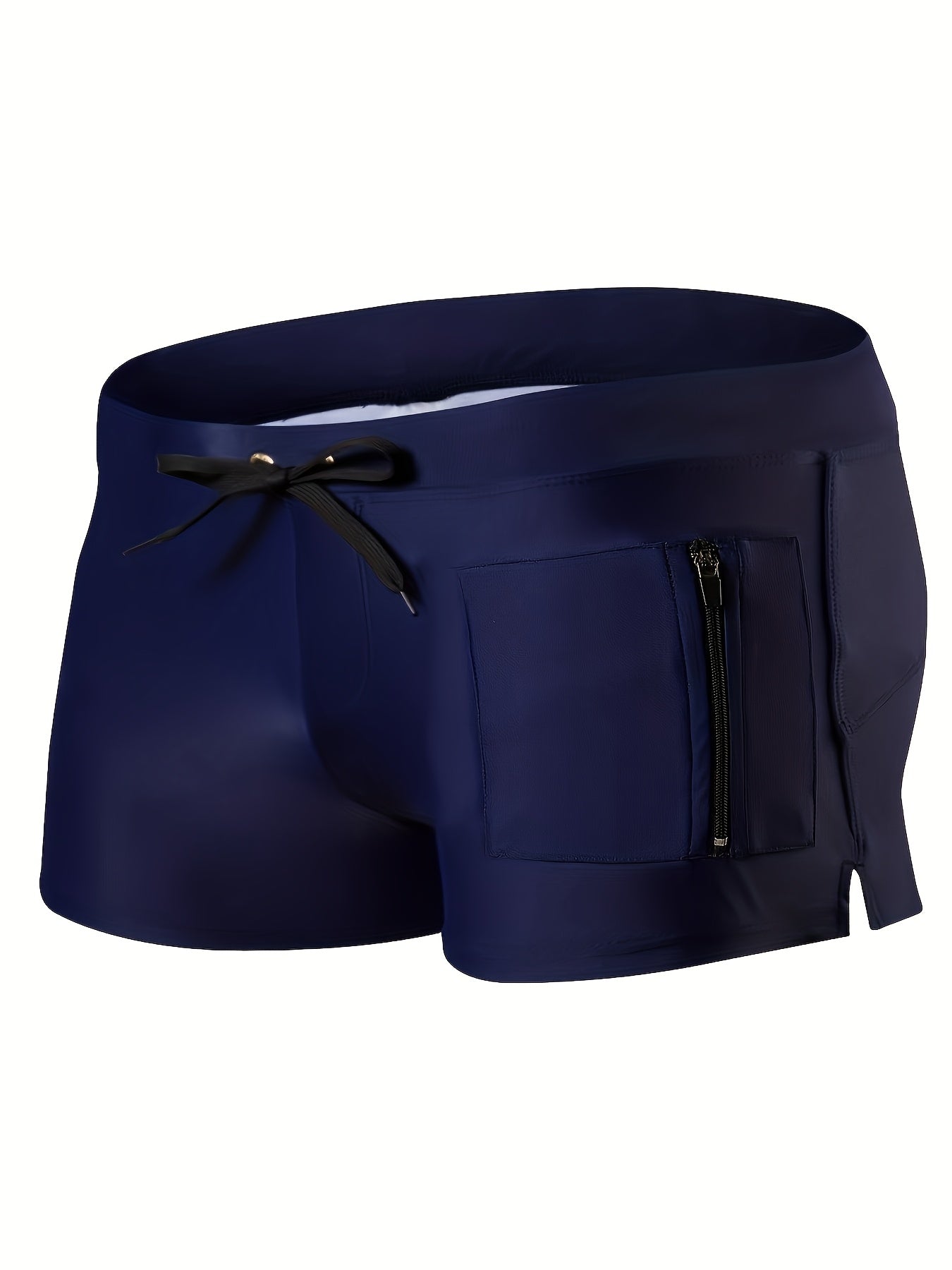 Men'S Fast-Drying Swim Shorts Featuring a Zippered, Available in Solid Colors, Perfect for The Beach And Pool, Equipped with a Waistband