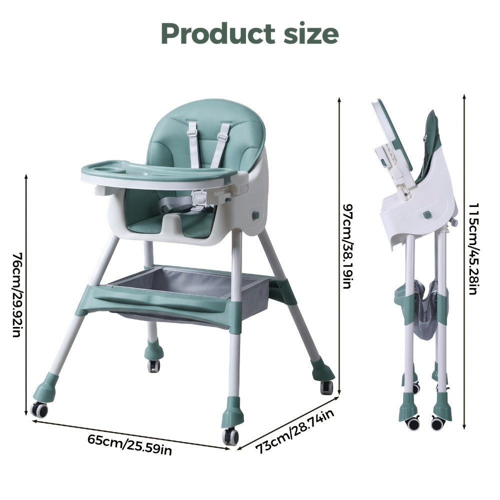 Baby High Chair - Foldable Adjustable 6-in-1 Height