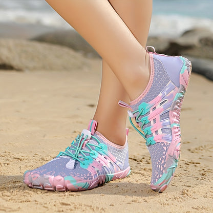 Women's Lightweight Water Shoes - Solid Color, Breathable Fabric Upper - Spring/Summer Beach & Pool Essentials | Non-Slip Rubber Sole | Quick Drying