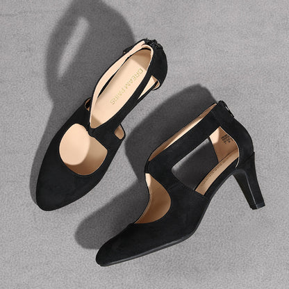 Women's Pumps Closed Pointed Toe Kitten Heels Elegant Party Wedding Dress Shoes for Women Comfortable Cross Strap Wedding Prom Party Stiletto Shoes for Women