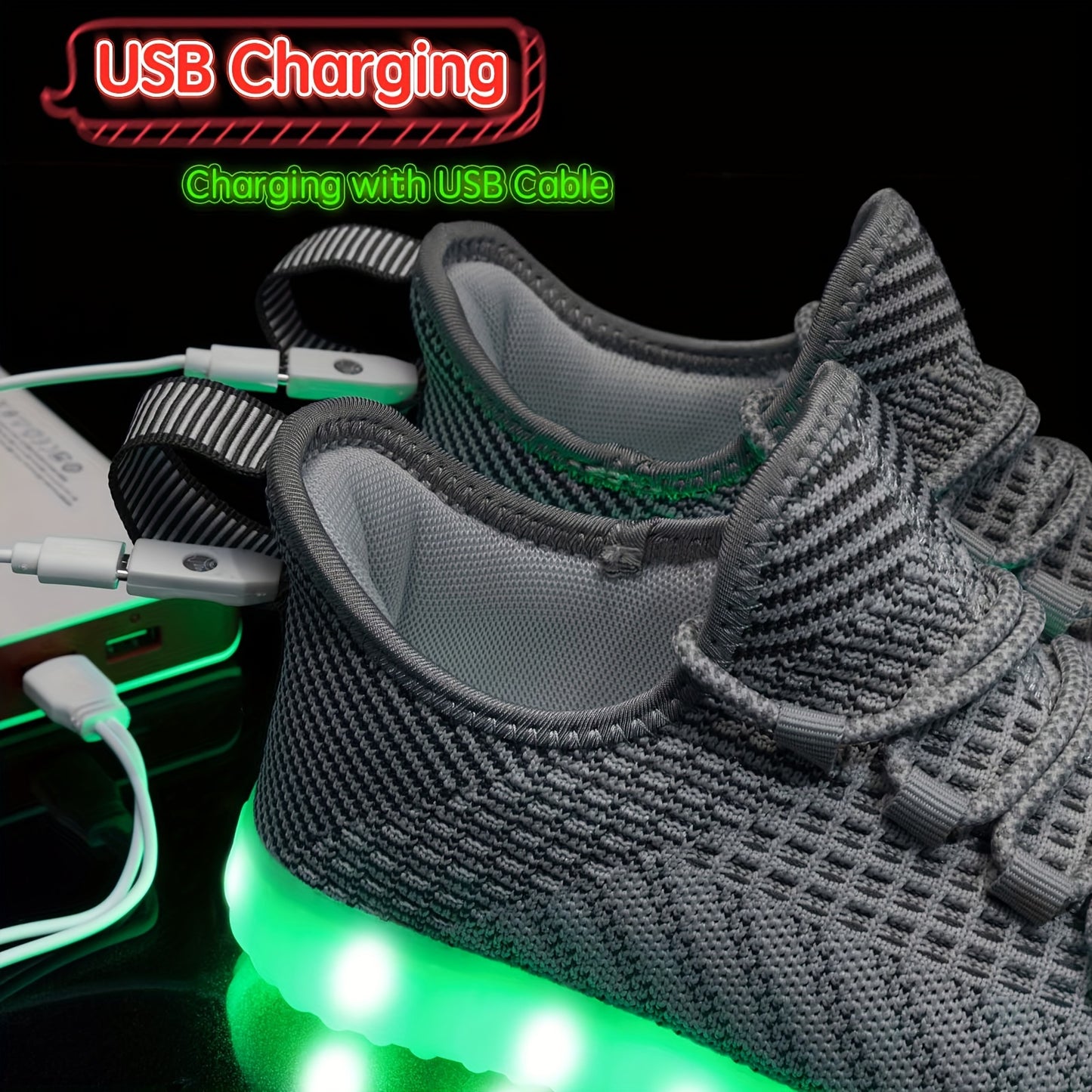 Women Men Light Up Shoes, USB Charging LED Shoes, Adult Halloween Mesh Light Up Fever Trainers, Dancing Flashing Sneakers USB Charging Dancing Shoes with Fibre Optic LED for Women Men Flashing Shoes for Festivals, Christmas, Halloween And Parties