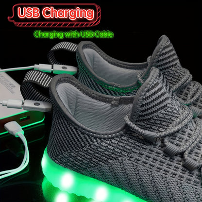 Women Men Light Up Shoes, USB Charging LED Shoes, Adult Halloween Mesh Light Up Fever Trainers, Dancing Flashing Sneakers USB Charging Dancing Shoes with Fibre Optic LED for Women Men Flashing Shoes for Festivals, Christmas, Halloween And Parties