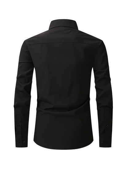 Men's Regular Fit Casual Button Shirts Long Sleeve Stretch Breathable Wrinkle Resistant Solid Work Weekend Wear
