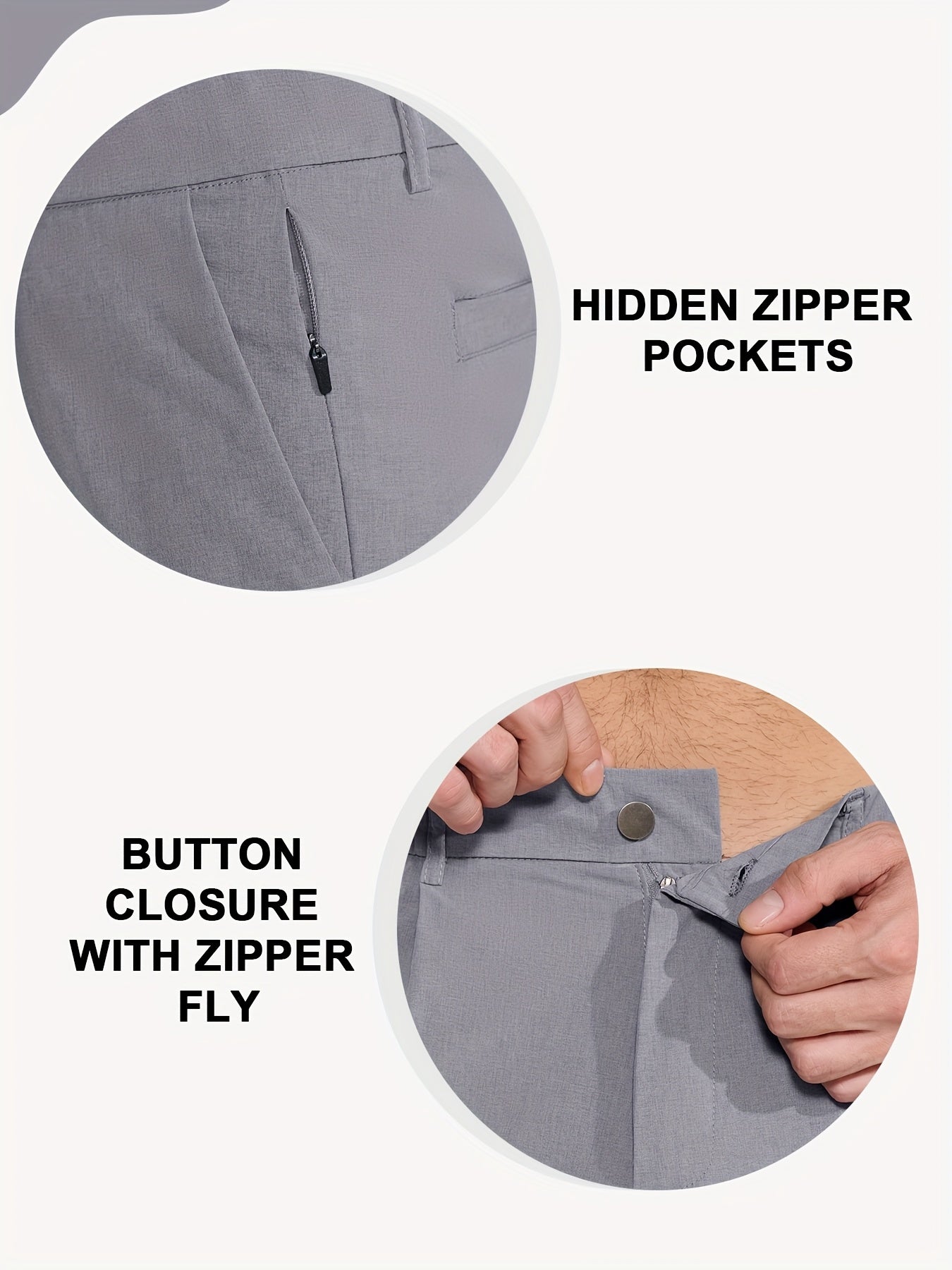 Men's Golf Pants - Lightweight Quick-Dry Stretch Formal & Casual Trousers, Straight Fit with Belt Loop, High Quality Breathable Fabric for Golf, Office, Evening Events - All-Season Mens Athletic Pants, Sports Leisurewear, Metallic Button Details, Work Tro
