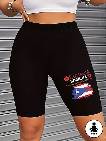 Women'S High-Waisted Casual Shorts with Artistic And Fashionable Prints- Machine Washable, Black, Comfortable for Daily Use| Fashionable Design| Comfortable Fit