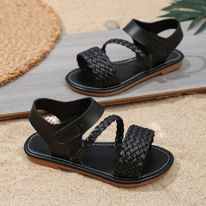 1 Pair of Girls Wearing Braided Rope Decoration Cute Vacation Casual Style Summer Comfortable Breathable Lightweight Flat Sandals