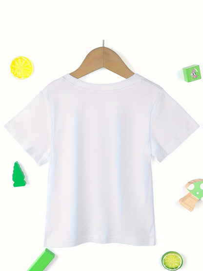 Girls' T-Shirts Featuring a Print That Says 'My Nana Papa Love Me', Made of 100% with Short Sleeves