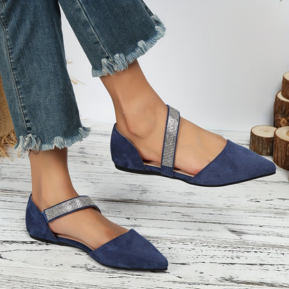 [Versatile Comfortable Shoes] Women's Spring And Autumn New Fashionable, Suitable for Pairing with Coffee Tee Versatile, Comfortable, Breathable, Lightweight, Water Diamond Pointed Shoes, Women Shoes