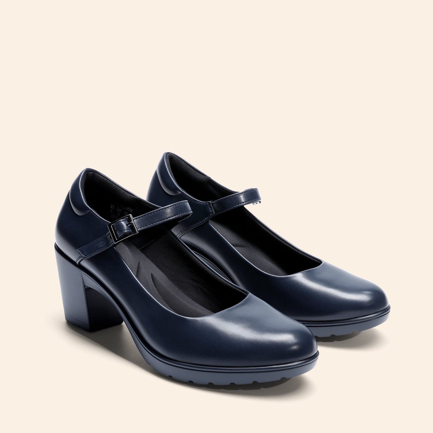 Women's Chunky Low Block Heels Mary Jane Closed Toe Work Pumps Comfortable Round Toe Dress Wedding Shoes