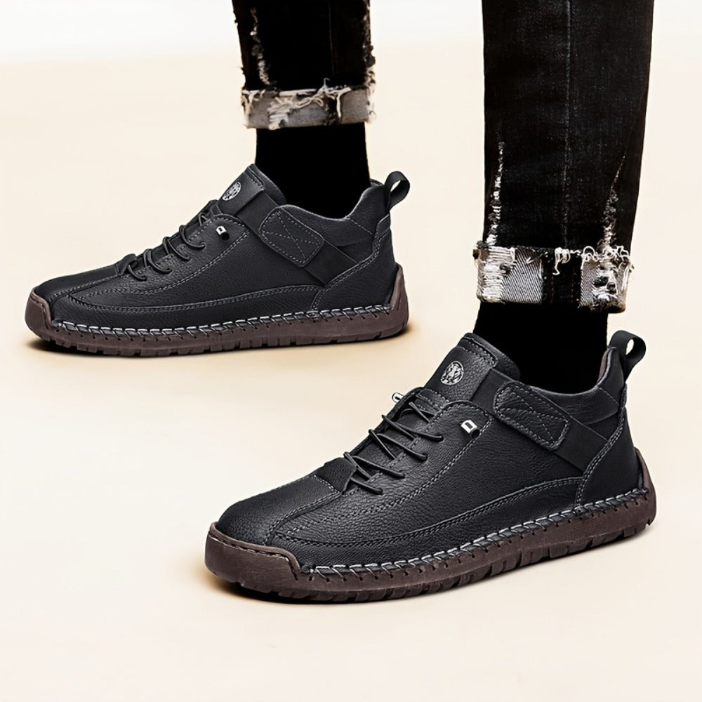 Men's High-Top Casual Ankle Boots - Elastic Closure and Rubber Sole