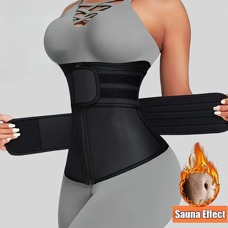 Women'S Waist Cincher with Zipper And Double Compression Straps, Sweat Enhancing Tummy Control Shapewear for Gym, Yoga, And Postpartum