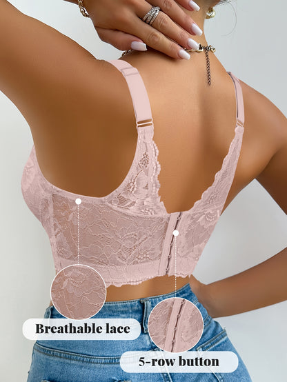 Sexy Beautiful Lace Women'S Underwear Gathered Wide Shoulder Straps Breathable And Comfortable Bra Can Be Worn Daily
