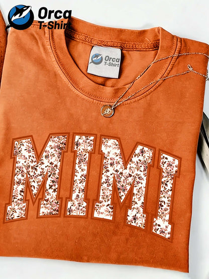 Local Delivery, Women'S Casual Short Sleeved T-shirt - Floral MIMI Printed Loose Round Neck Top, Breathable and Machine Washable Fabric, Suitable for Daily Wear, Fun Pattern