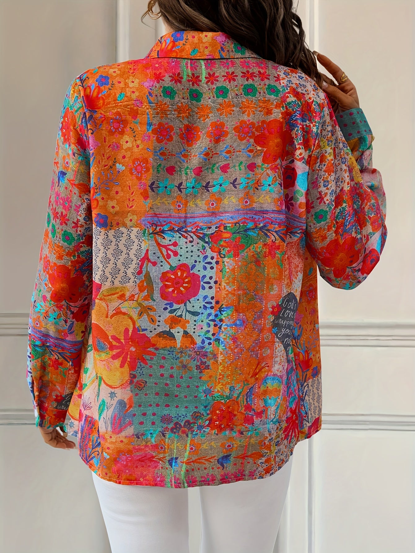 This Retro Bohemian-Style Long-Sleeved Shirt with Colorful Floral Patterns Is Fashionable, Versatile And Eye-Catching. It'S A Outfit with Unique Patterns