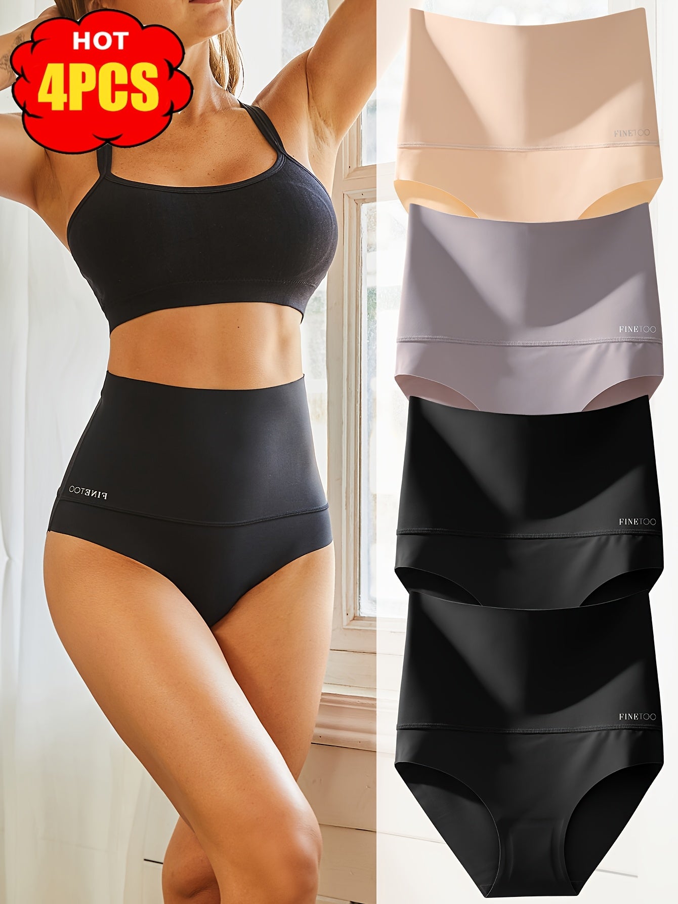 4pcs Seamless High Waisted Triangle Pants, Seamless Abdominal Underwear, Comfortable, Fashionable, Breathable, Skin Friendly And Elastic Underwear, Suitable for Daily Commuting, Women'S Underwear And Underwear