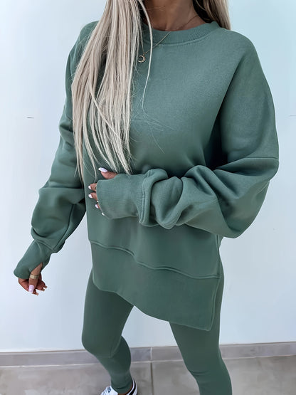 Women's Spring And Autumn Outdoor Sports Hoodie Set, Women's Autumn And Winter Long Sleeve Solid Color Hoodie Casual Set, Hoodie Top And Pants Yoga Two-piece Set, Outdoor Running Fitness Set