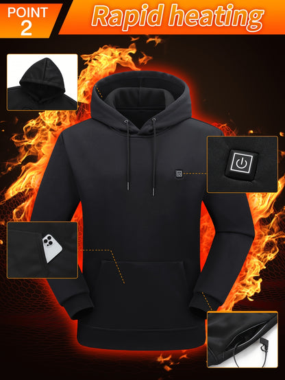 Heated Hoodie for Men Electric Heating Sweatshirt, Winter Thermal Pullover Sweater(Battery Not Inculded)