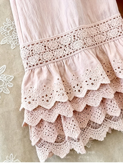 1pc Pants - Women's Large Size Spring And Summer New Sweet Four Layers Of Lace Stacking Bottoms Liner Pants Wide-legged Dress Pants, Super Suitable for Wearing As The Bottom Of The Skirt, Soft And Comfortable Pajama Pants