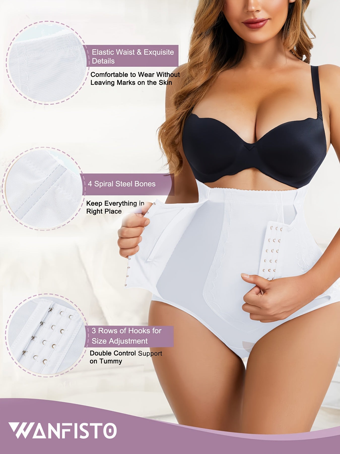 Tummy Control Shapewear With Compression Clasps For Women - High Waisted Tummy Tuck Shaper, Butt Lifting Bodysuit & Fajas Moldeadoras For Elegant Lady