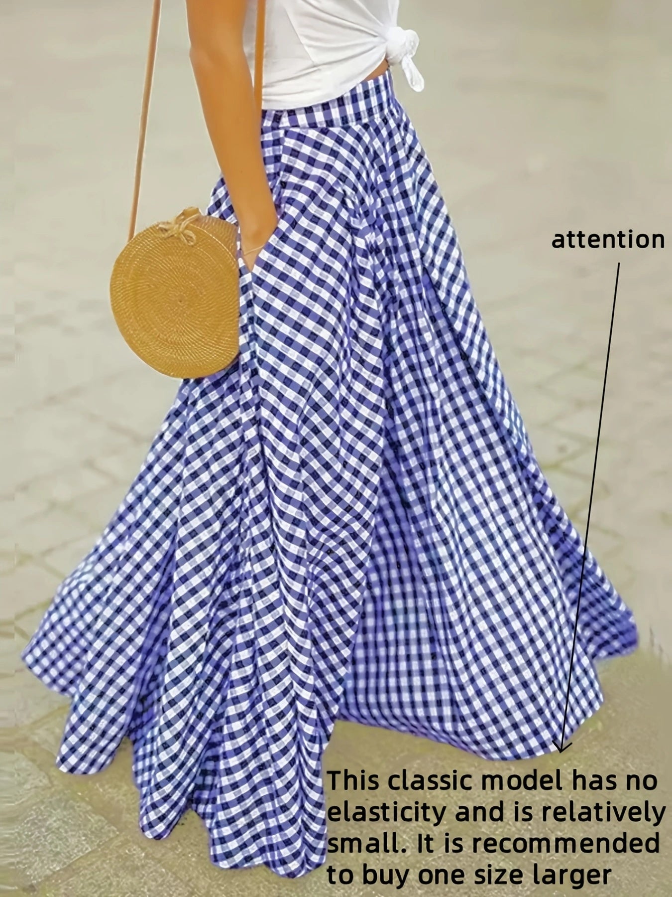 Women'S Elegant Checkered Mid-Length Skirt - High Waist, Flowing A-Line Silhouette, Opaque, Ideal for Spring And Autumn Seasons, Versatile Mid-Length Skirt | Elegant A-Line Skirt | Fashionable Texture