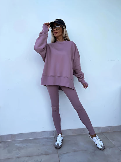 Women's Spring And Autumn Outdoor Sports Hoodie Set, Women's Autumn And Winter Long Sleeve Solid Color Hoodie Casual Set, Hoodie Top And Pants Yoga Two-piece Set, Outdoor Running Fitness Set