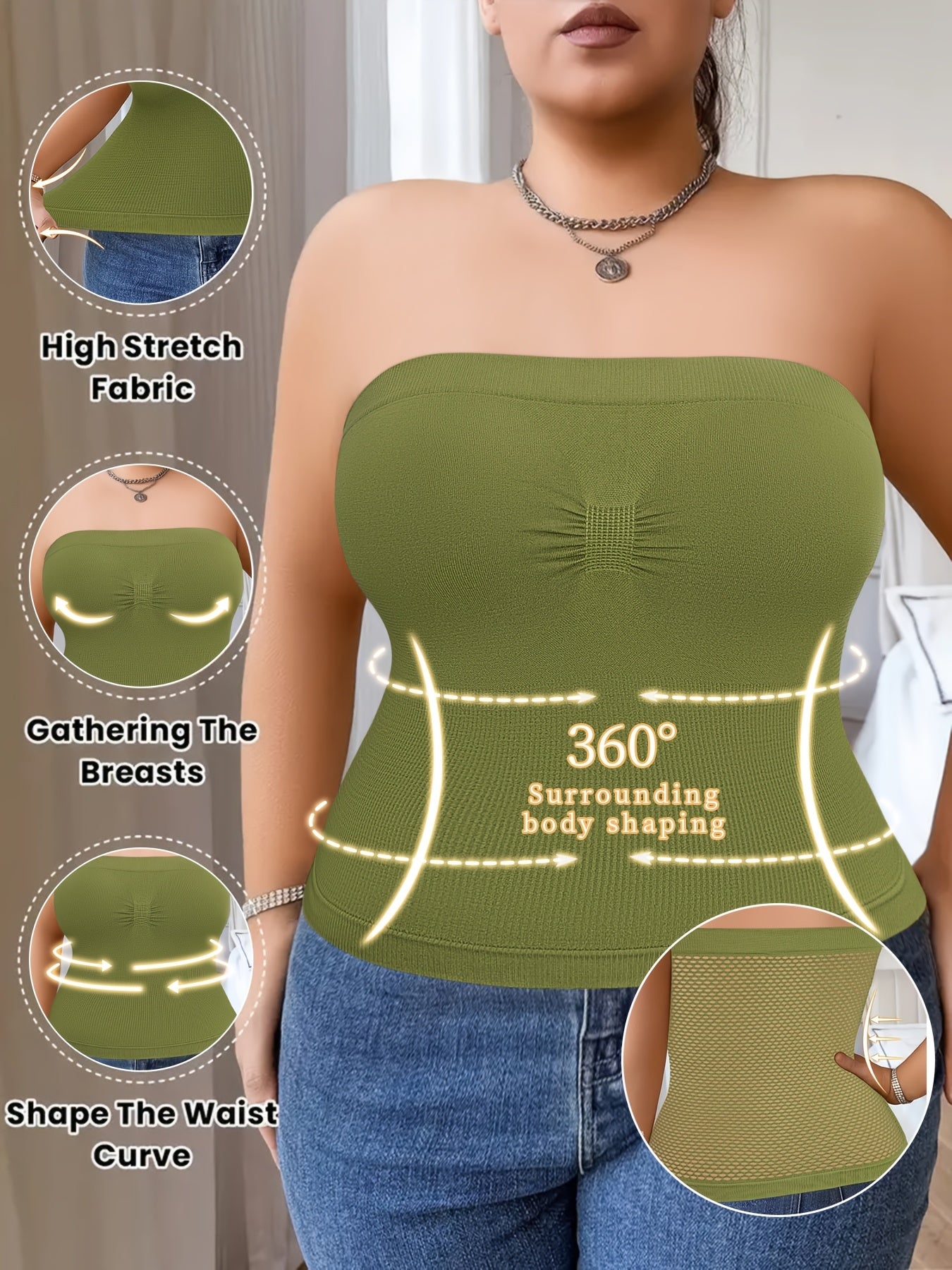 Plus-Size Tummy Control Bodysuit for Women - Comfortable, Breathable Shapewear