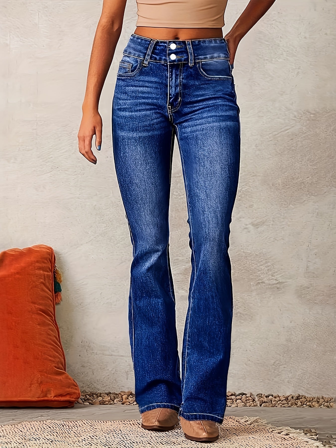 [Elastic Flared Jeans] 2025 Spring And Summer Women's New Elastic Jeans, Washed Retro Street Flared Trousers