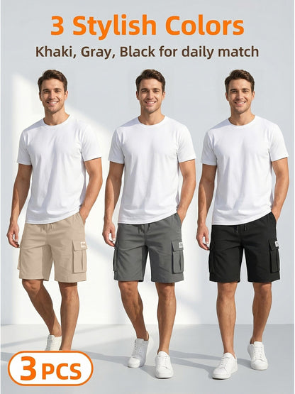 Men's Black+green+gray Polyester Cargo Shorts - product view 14