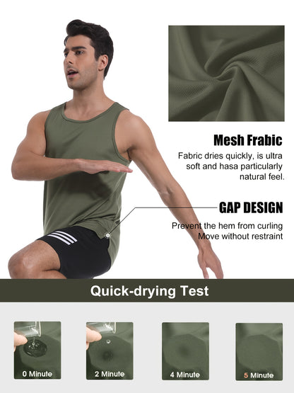 Kinglaman 6-pc Men'S Tank Tops Sleeveless Quick-Dry T-Shirt for Running Gym Sports Breathable Vest Tops