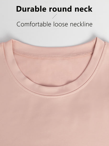 4pcs Solid Sports Tee Round Neck Slim Stretchy Ideal for Yoga Gym Workouts Women'S Athletic Wear Sporty Style Clothes Gym Shirts Workout Tops Oversized Gym Shirts Fitness Outfit, Summerwins