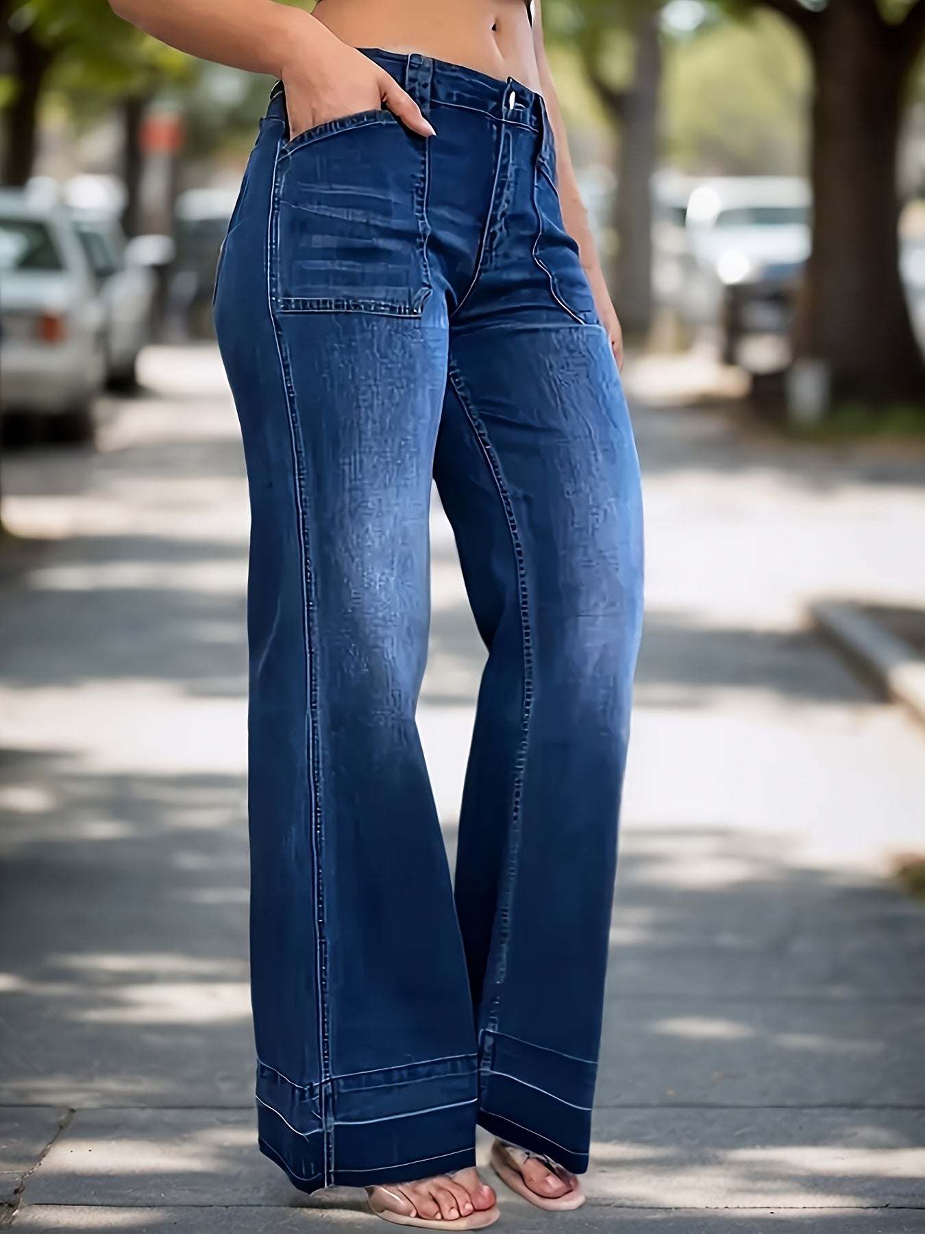Women's straight-leg loose jeans, jeans and long pants, mid-waist elastic jeans, fashionable casual wear, suitable for daily wear, suitable for outdoor use, travel and casual wear, versatile, suitable for all seasons