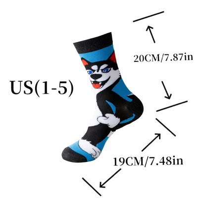 Random 5/10/12/20/22 Pairs Of Cartoon Knitted Socks Are Novel, Fun And Casual, A Novel Gift for Both Men And Women, Breathable, Comfortable And Casual Street Style Mid Tube Socks, Suitable for Outdoor Wear, Four Season Women's Socks, Unisex